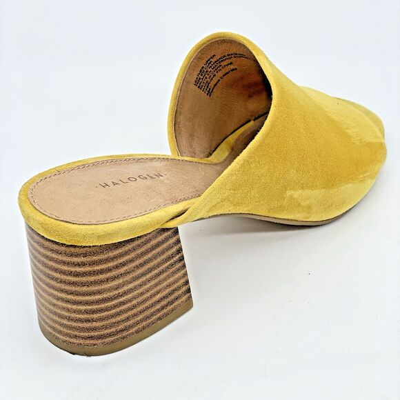 Halogen Faye Asymmetrical Slide Sandal Women’s 9.5M Yellow Suede Preppy Cottage - Picture 3 of 16